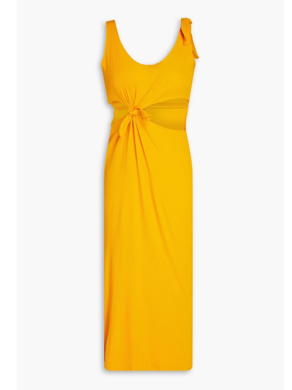 SANDRO Knotted cutout ribbed jersey midi dress
